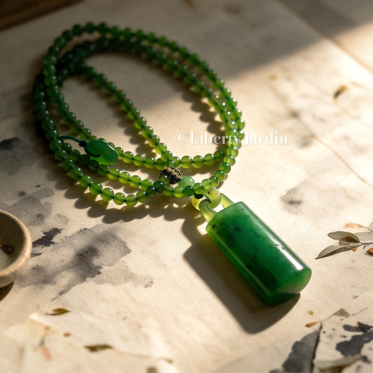 Russian Nephrite Jade Pendant, Beaded Necklace, Natural Stone Accessories, Handmade Non-treated Certified Women Jewellery