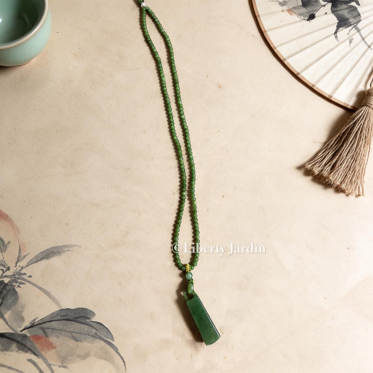 Russian Nephrite Jade Pendant, Beaded Necklace, Natural Stone Accessories, Handmade Non-treated Certified Women Jewellery