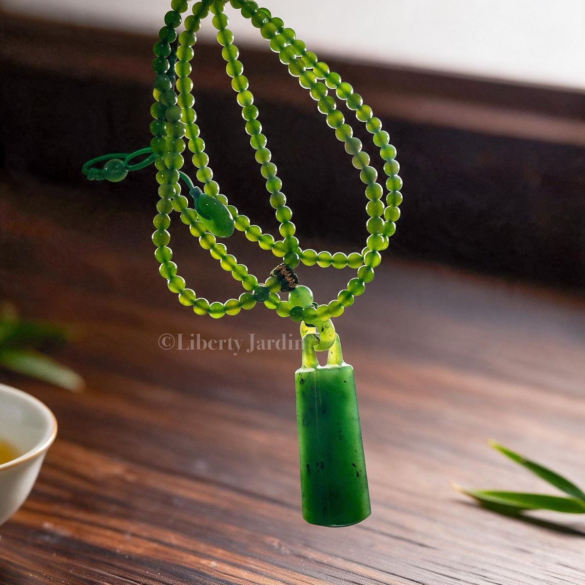 Russian Nephrite Jade Pendant, Beaded Necklace, Natural Stone Accessories, Handmade Non-treated Certified Women Jewellery