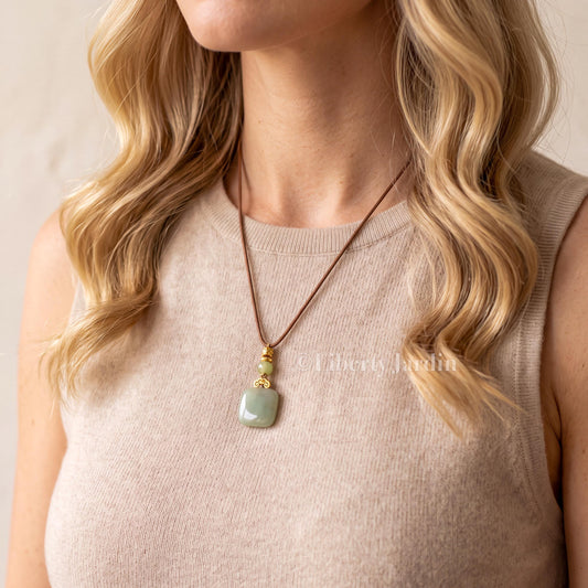 Natural Nephrite Jade Pendant, Gemstone Necklace, Handmade Accessories, Sustainable Handmade Jewellery, Non-treated Certified Stone