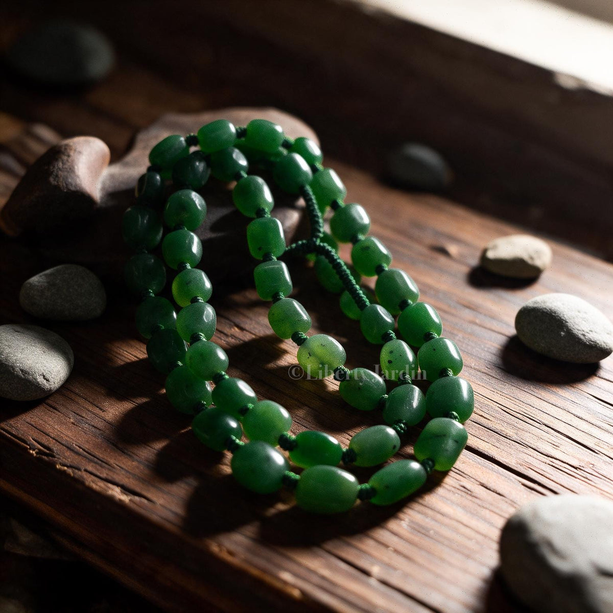 Natural Russian Nephrite Jade Necklace, Green Non-treated Certified Gemstone Jewellery, Handmade Beaded Bracelet Accessories