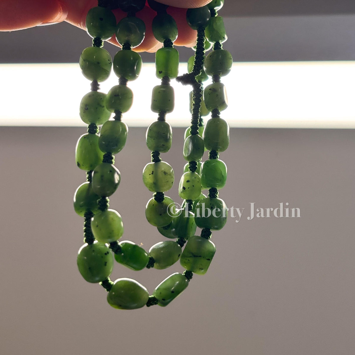 Natural Russian Nephrite Jade Necklace, Green Non-treated Certified Gemstone Jewellery, Handmade Beaded Bracelet Accessories