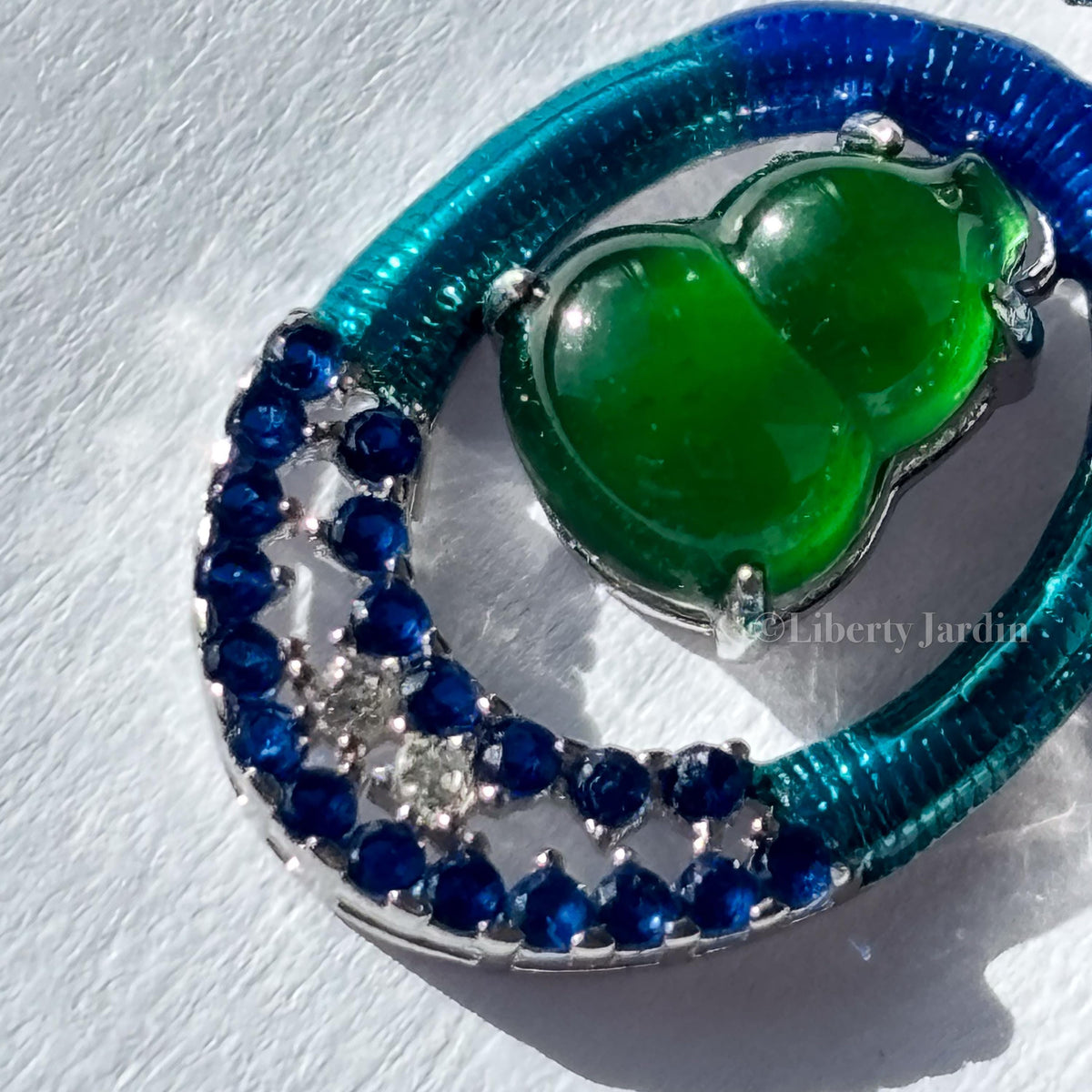 Natural Jadeite Earrings, Vivid Icy Green Guatemalan, Lab-grown Sapphire Diamonds, Sustainable Untreated Certified Gemstone