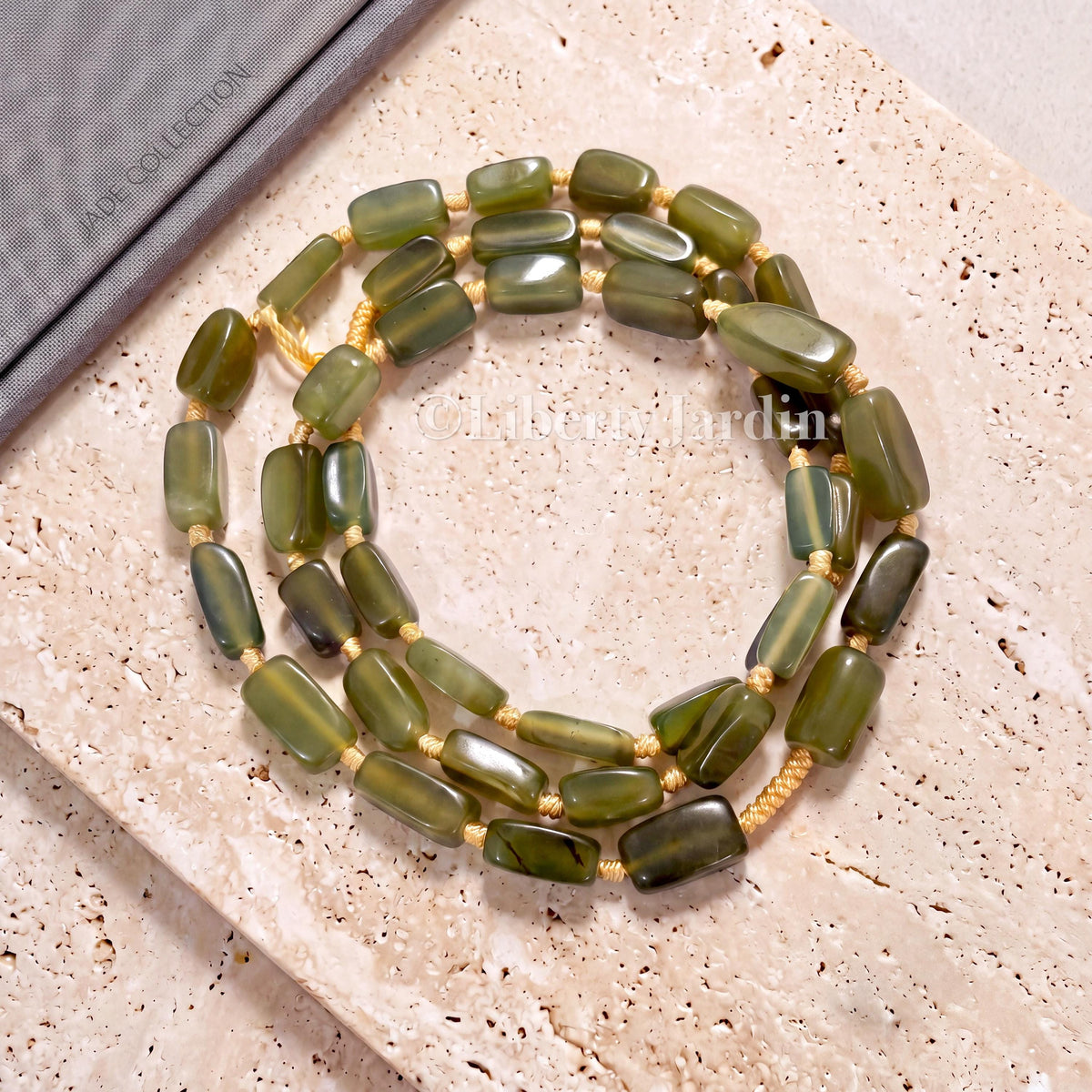 Natural Nephrite Jade Necklace, Translucent Beaded Bracelet, Gemstone Jewellery, Handmade Sustainable Accessories, Non-treated Certified