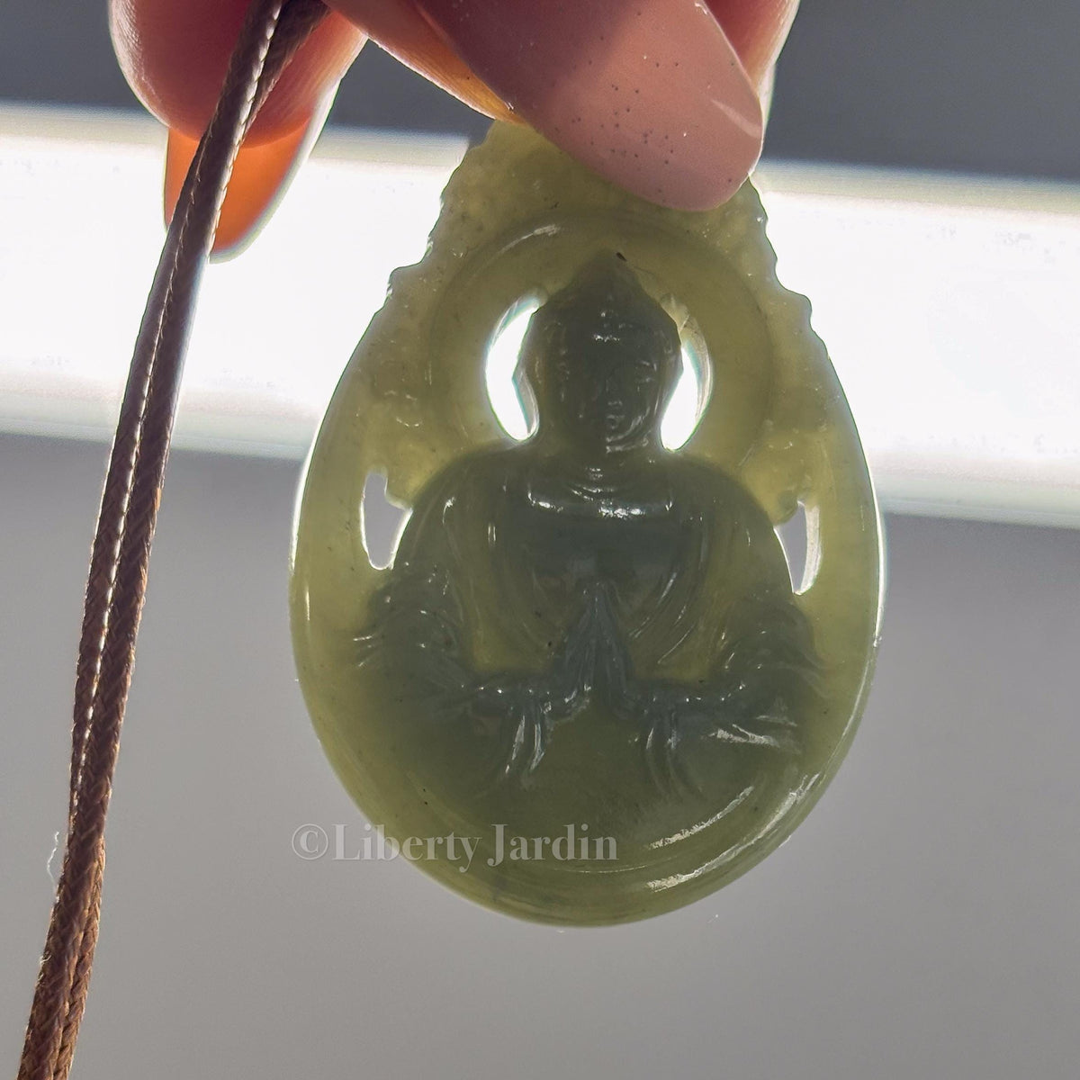 Buddha Natural Nephrite Pendant Necklace, Lucky Prosperity Precious, Handmade Sustainable Accessories, Untreated Certified Jewellery