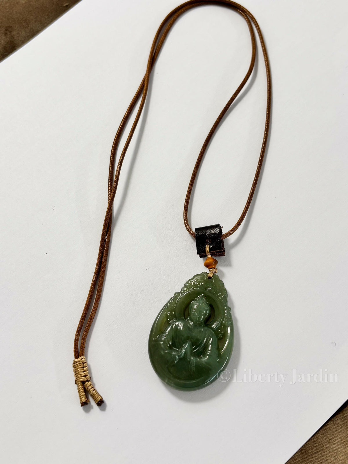 Buddha Natural Nephrite Pendant Necklace, Lucky Prosperity Precious, Handmade Sustainable Accessories, Untreated Certified Jewellery