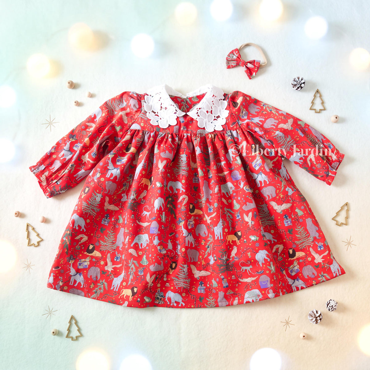 CHRISTMAS Liberty London Dress, Peter Pan Collar, Long-sleveed Smock Handmade Customised, Personalised Occasion Clothing