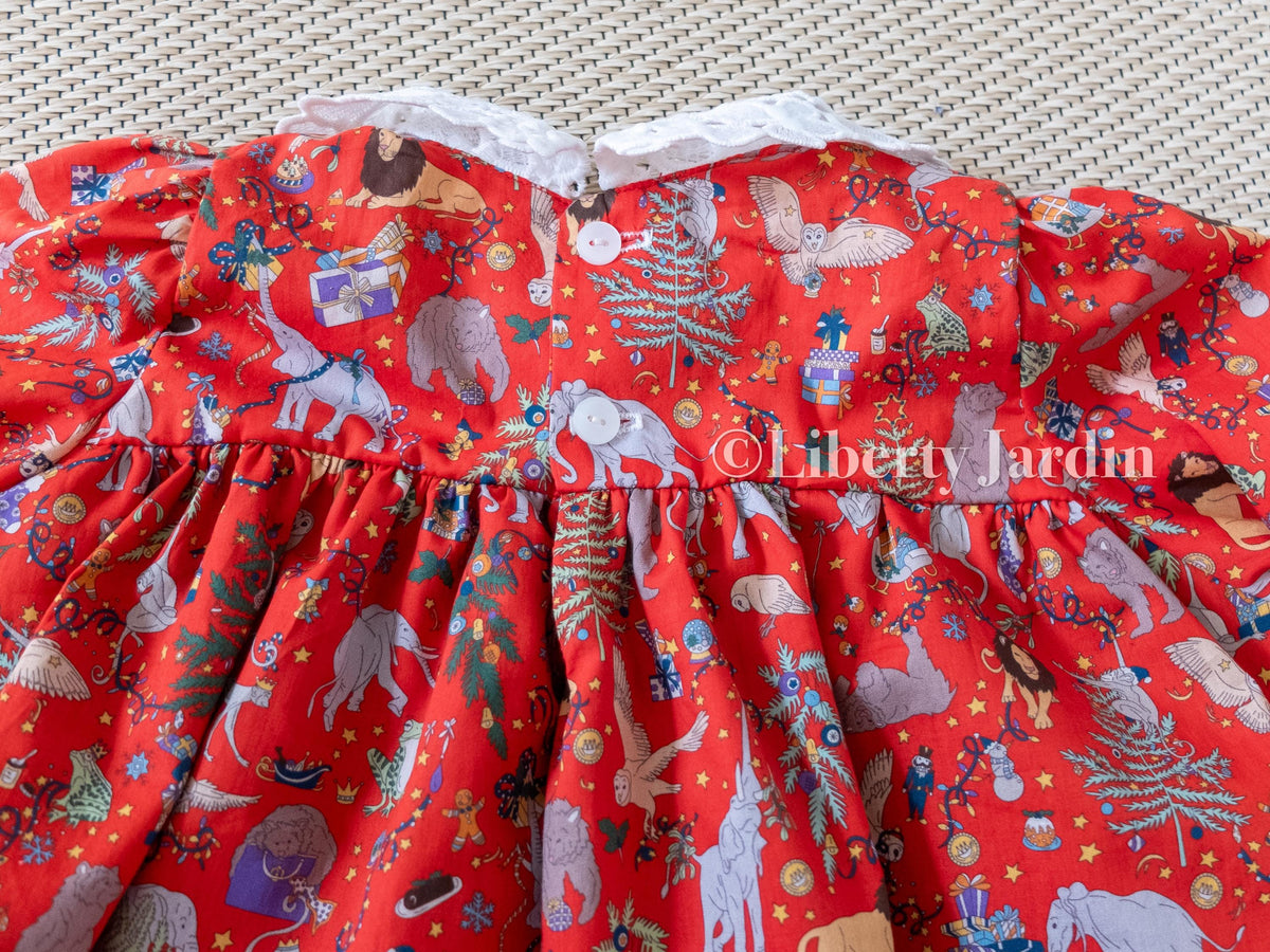 CHRISTMAS Liberty London Dress, Peter Pan Collar, Long-sleveed Smock Handmade Customised, Personalised Occasion Clothing