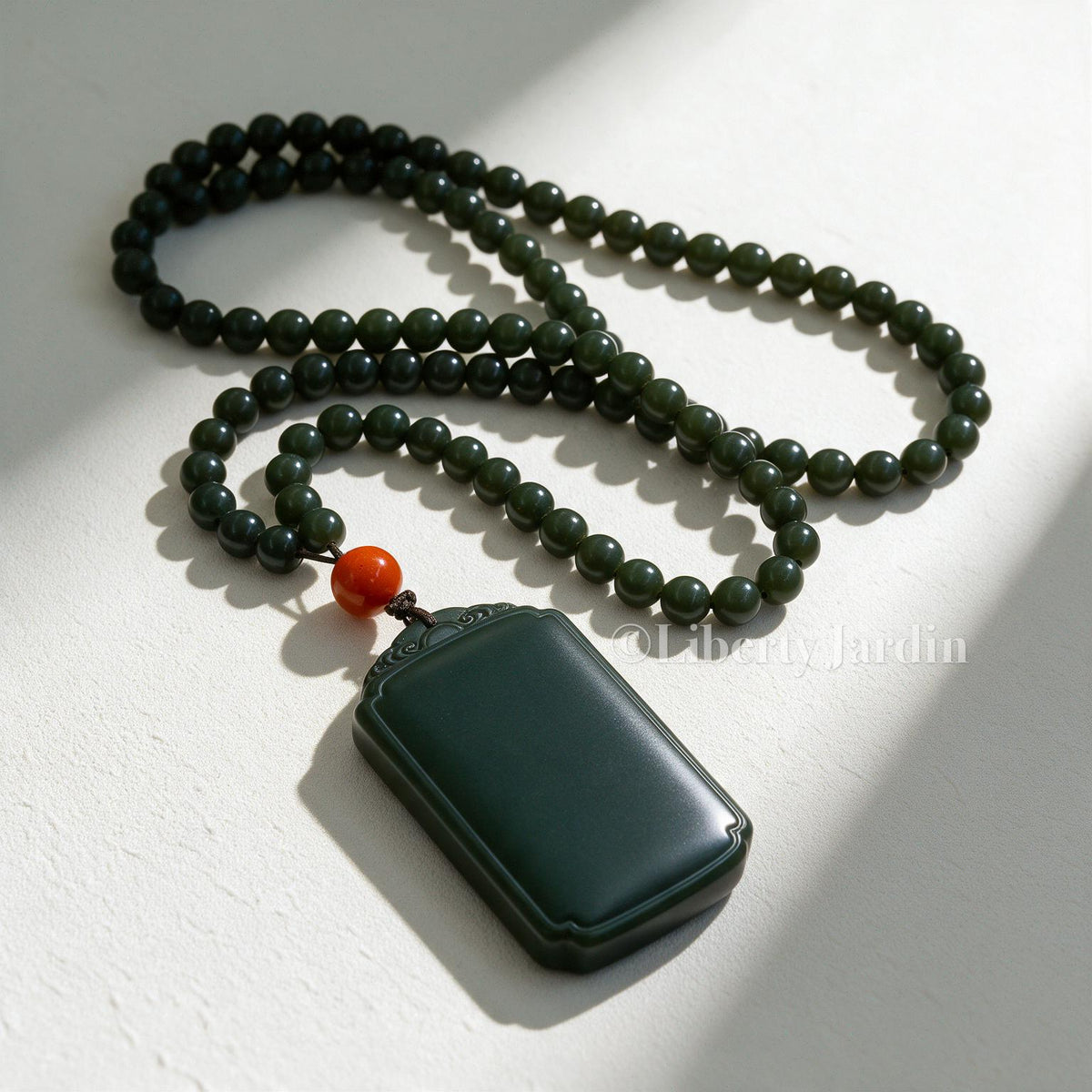Natural Nephrite Men Necklace, Beaded Certified Non-treated, Collectible Gemstone Pendant, Unique Timeless Heirloom Jewellery