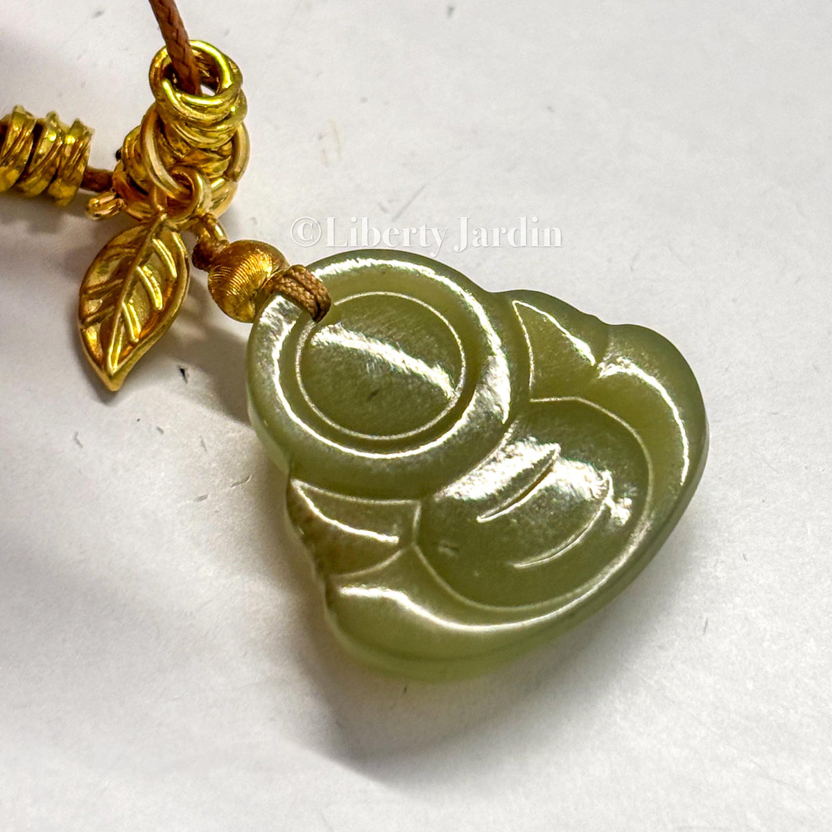 Certified Natural Nephrite Jade, Smiling Buddha Pendant, Lucky Prosperity Necklace, Handmade Jewellery, Icy Green
