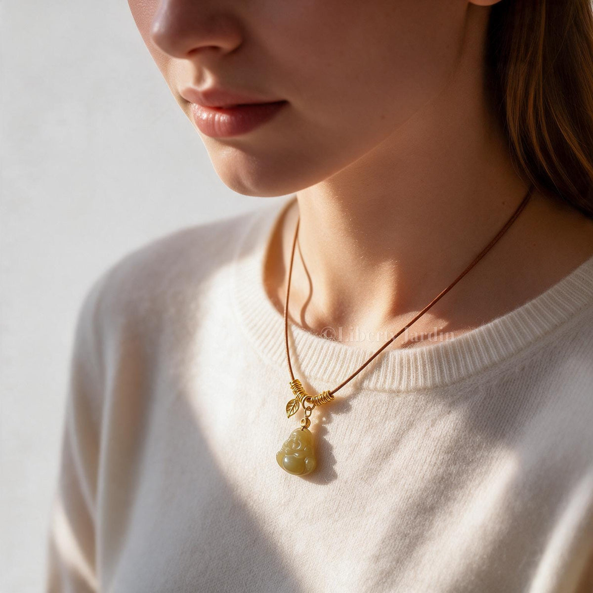 Certified Natural Nephrite Jade, Smiling Buddha Pendant, Lucky Prosperity Necklace, Handmade Jewellery, Icy Green