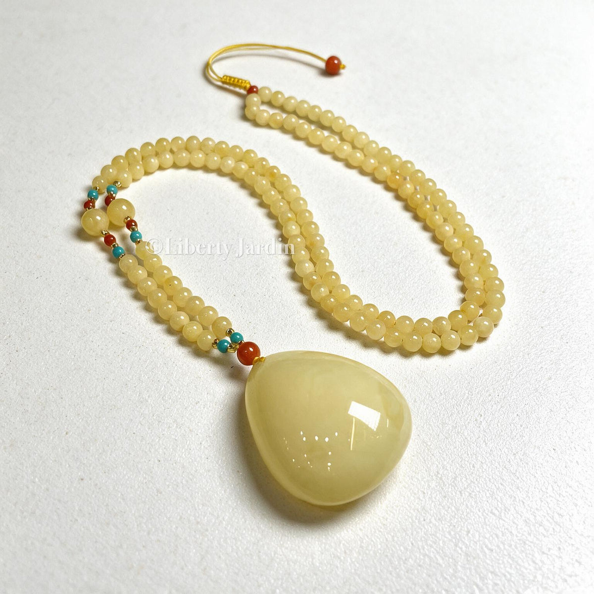 Natural Baltic Amber Pendant Necklace, Customised Non-treated Gemstone, Creamy White Bee Wax Jewellery,