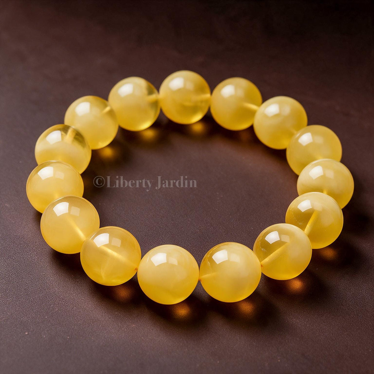 14mm Natural Russian Honey Beeswax Bracelet, Opaque Amber Baltic, Beaded Handmade Jewellery, Effortless Timeless Collectible