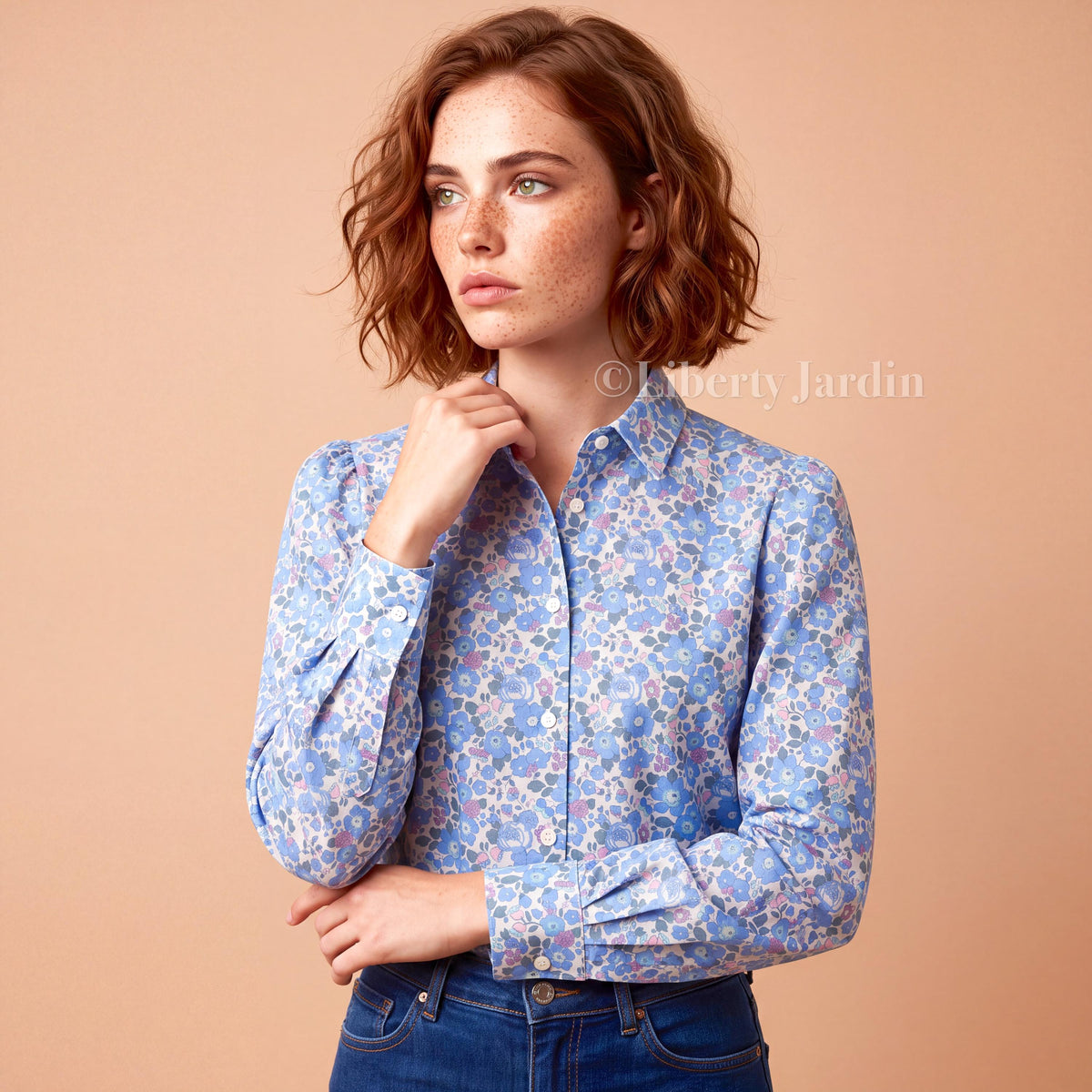 Liberty London Betsy Floral Print Woman Shirt, Long Sleeve Button Through Blouse, Handmade Customised