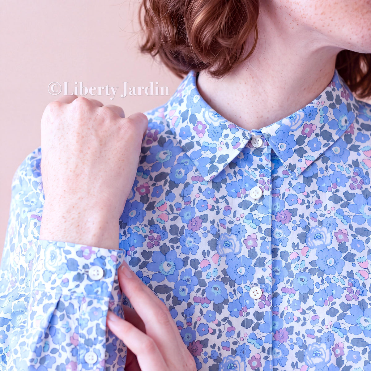 Liberty London Betsy Floral Print Woman Shirt, Long Sleeve Button Through Blouse, Handmade Customised