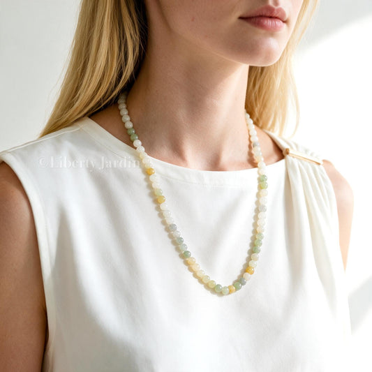 Natural Nephrite Jade Necklace, Anniversary Special Occasion, Gemstone Jewellery, Beaded Bracelet, Multicolour Handmade Accessories