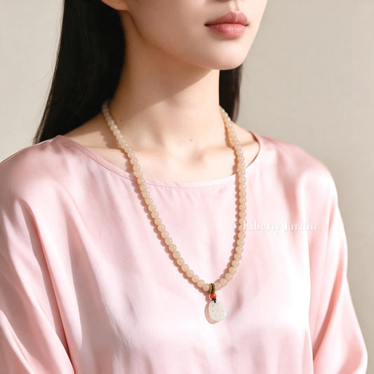 Pastel Beige Natural Nephrite Bracelet, Beaded Necklace Accessories, Sustainable Accessories, Precious Gemstone, Handmade Jewellery