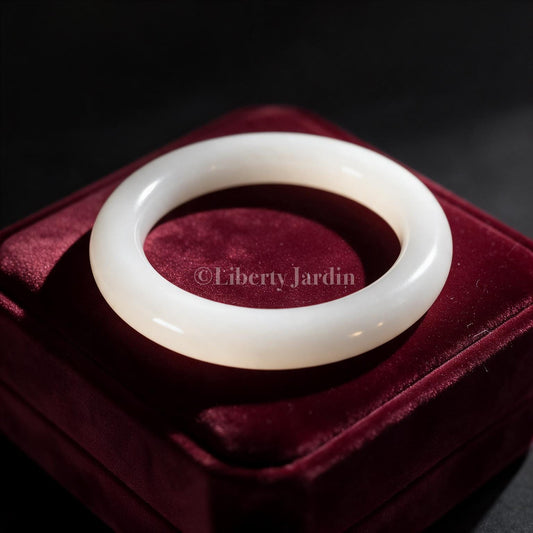 Pre-Order Luxury Russian Nephrite Bangle, White Mutton Fat Bracelet, Natural Non-treated Gemstone Fine Jewellery