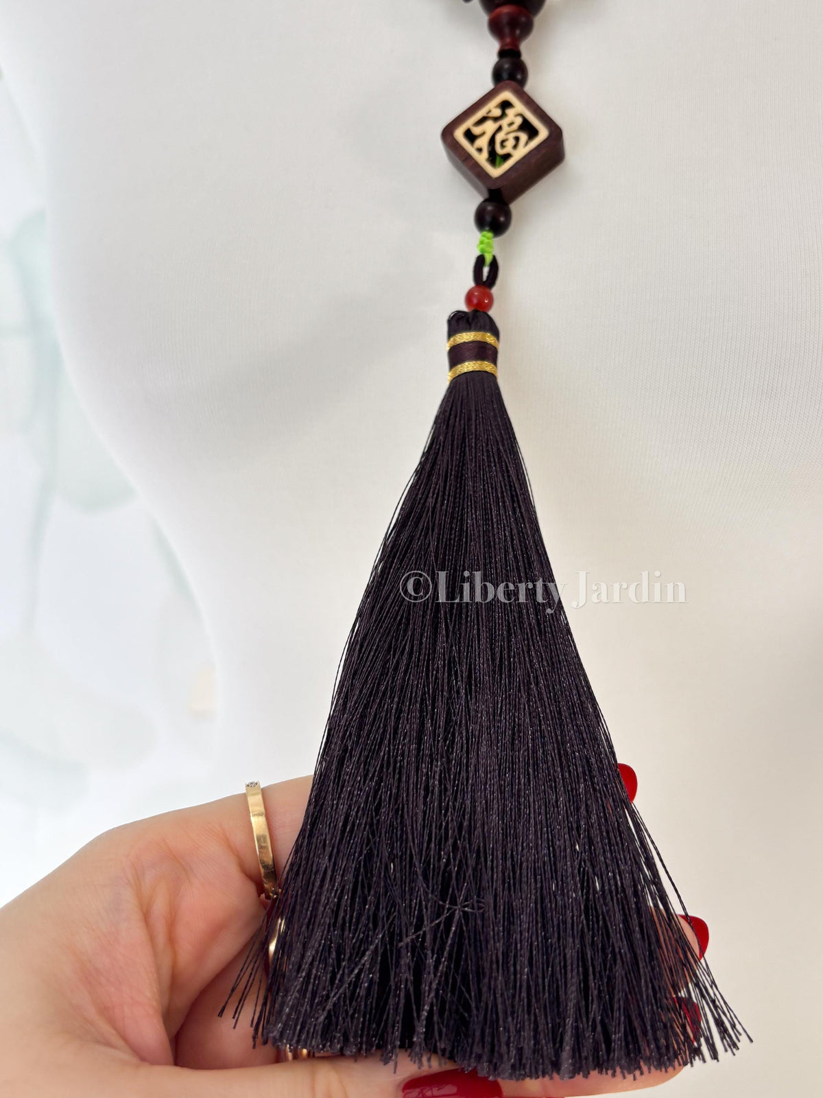 Natural Nephrite Long Beaded Necklace, Ombre-colour Statement Jewellery, Handmade Tassel Effortless Accessories, Special Occasion