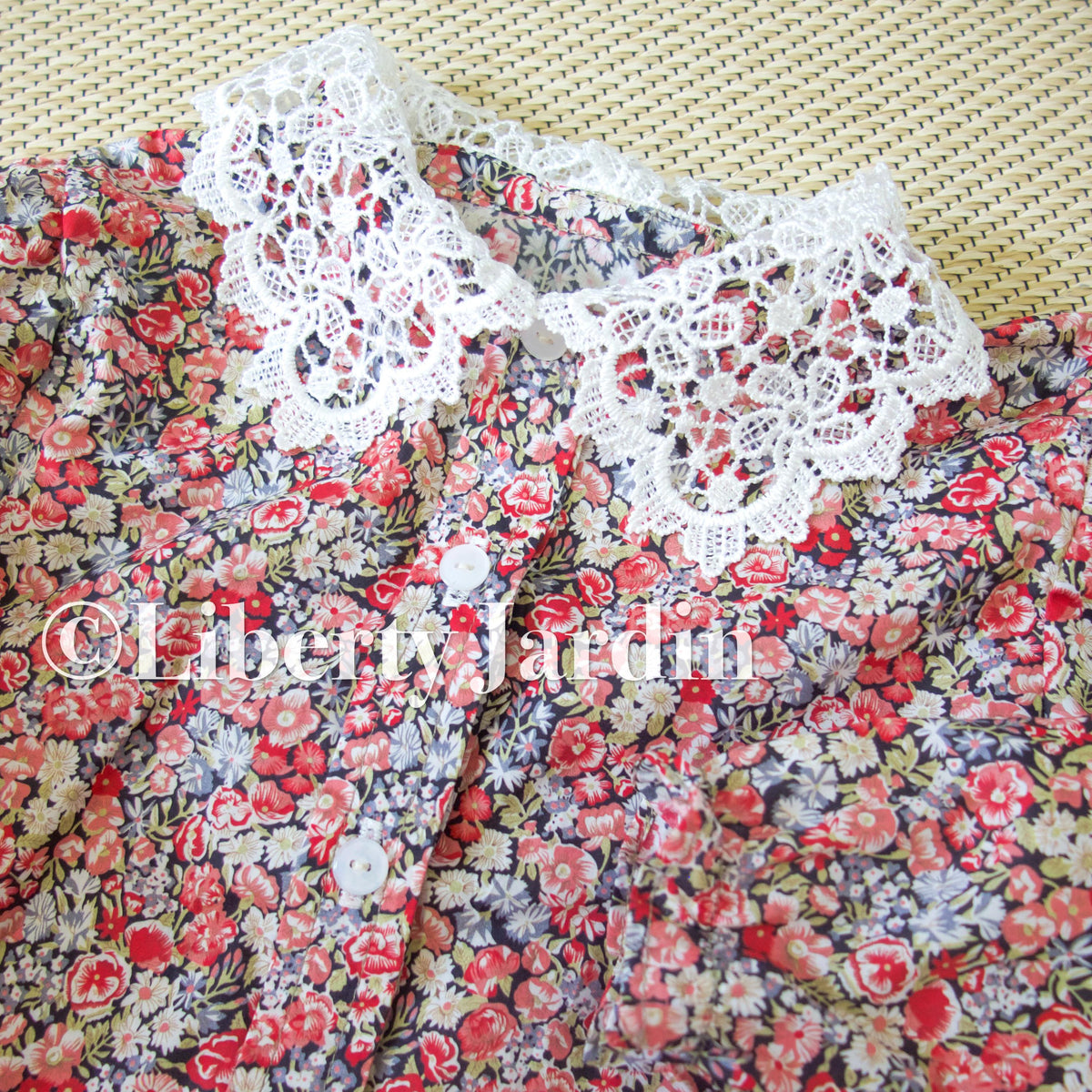 Liberty London Long-sleeved Blouse, Peter-Pan Collar Shirt, Button-up Floral Print Top, Personalised Tailoring Clothes