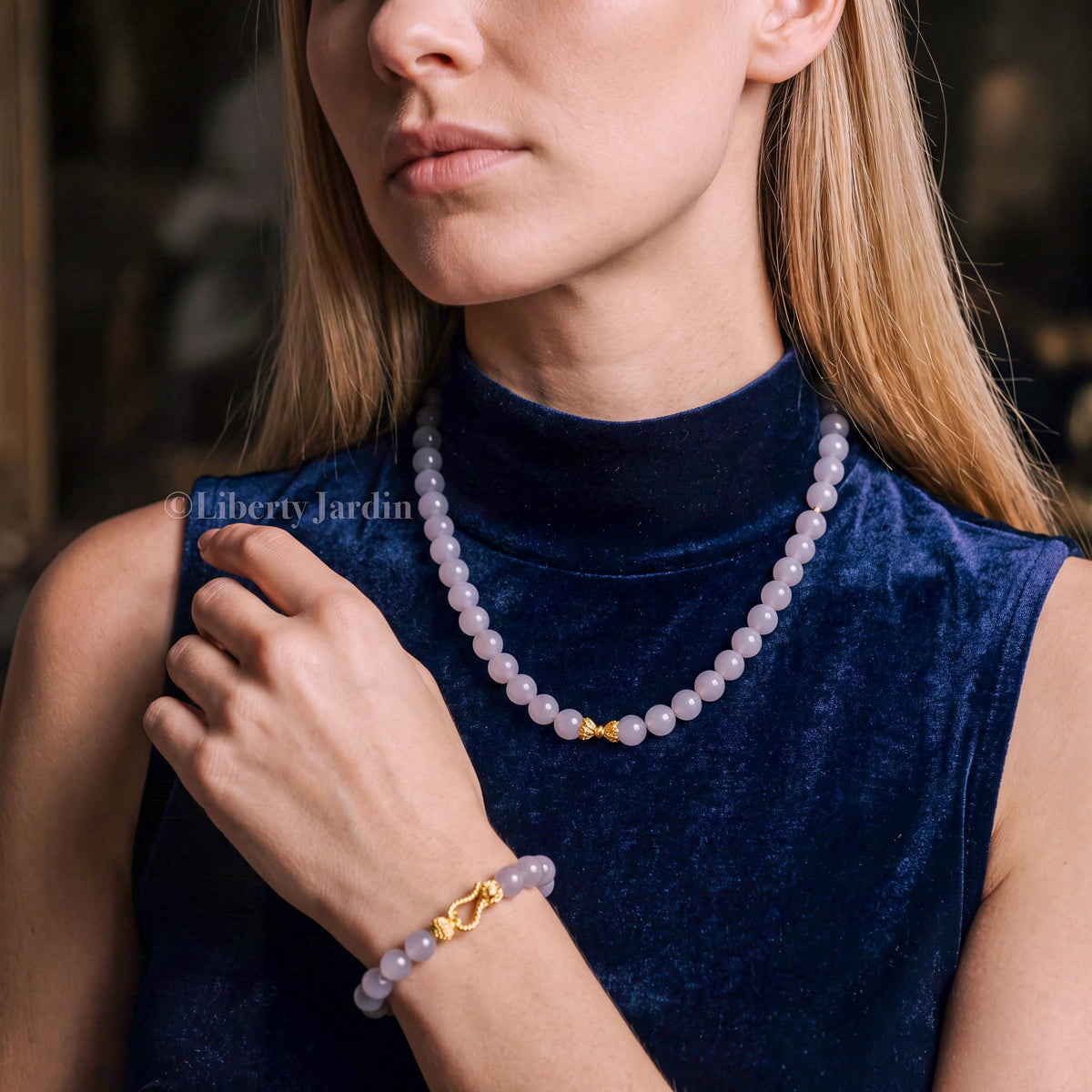 Pre-Order Luxury Natural Nephrite Jade Necklace Bracelet, Anniversary Special Occasion, Purple Gemstone Handmade Accessories