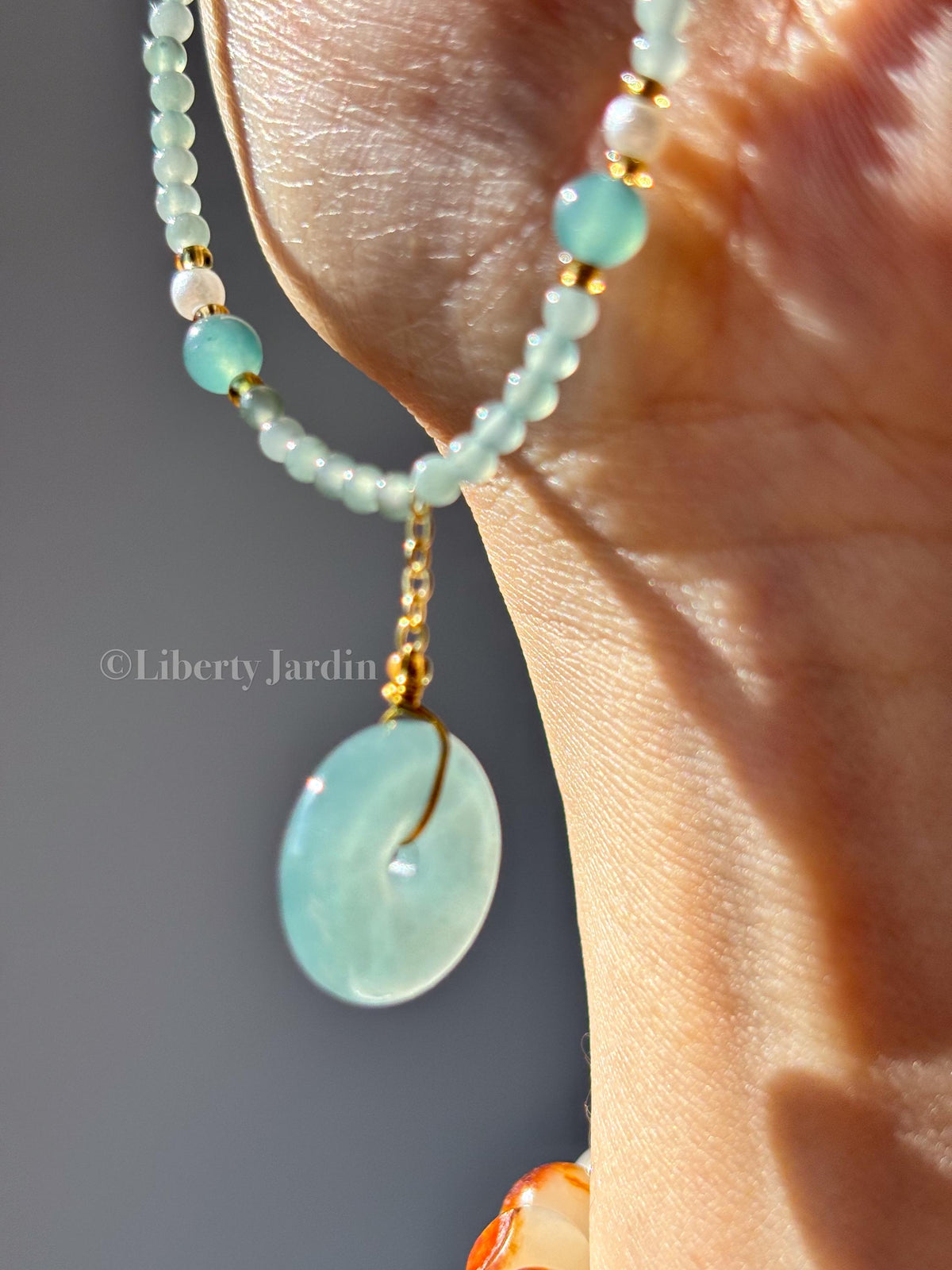 Jadeite Pendant Choker Necklace, Type-A Non-treated Jade Gemstone, Handmade Sustainable Unique Design, Natural Jewellery