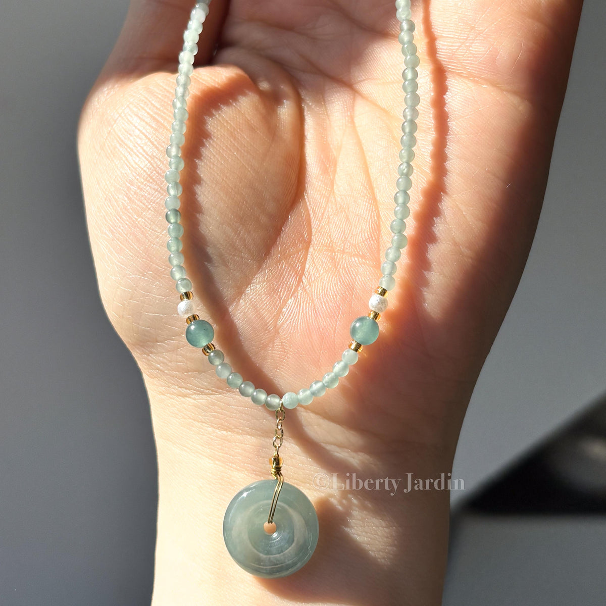 Jadeite Pendant Choker Necklace, Type-A Non-treated Jade Gemstone, Handmade Sustainable Unique Design, Natural Jewellery
