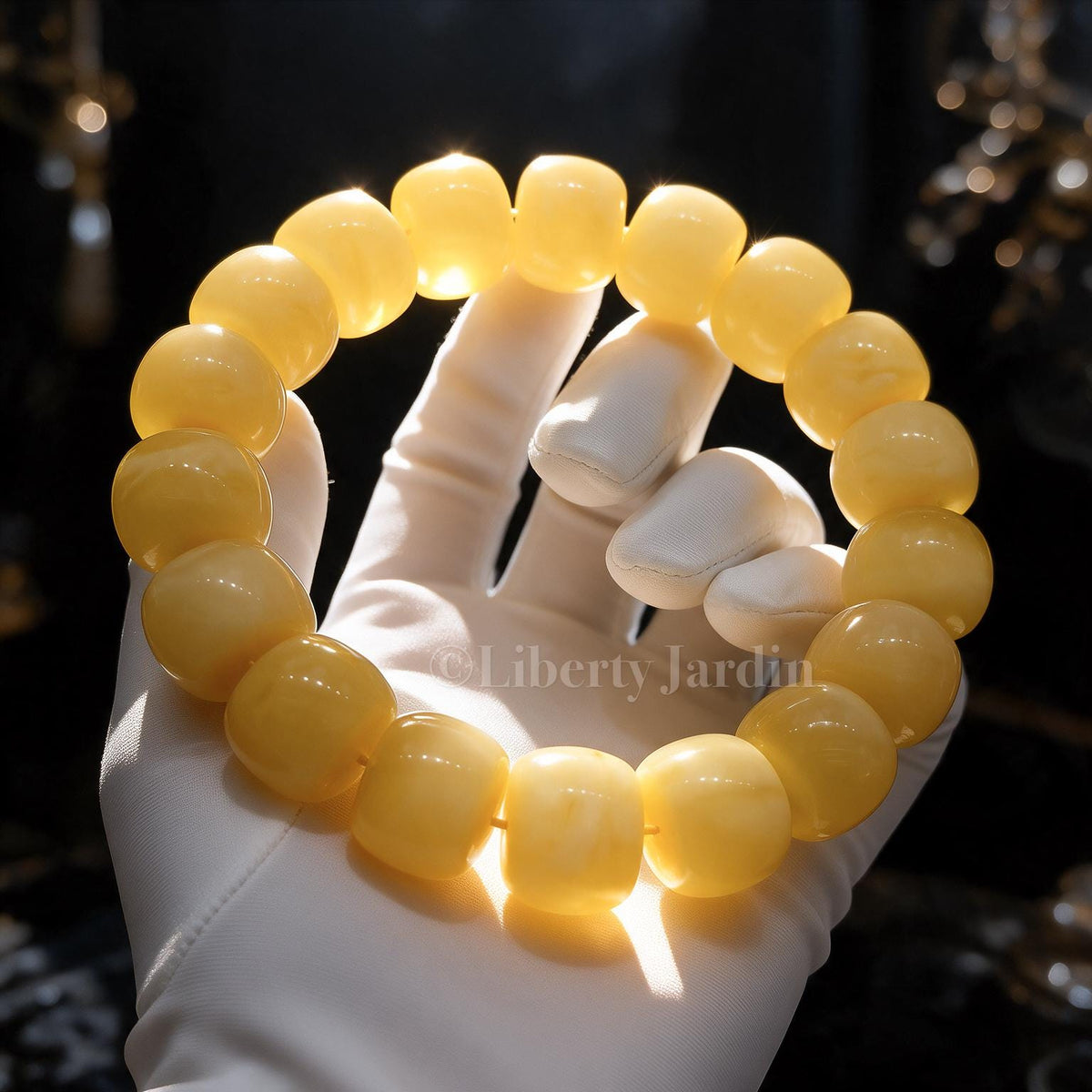 14mm Natural Russian Honey Beeswax Bracelet, Opaque Amber Baltic, Beaded Handmade Jewellery, Timeless Collectible