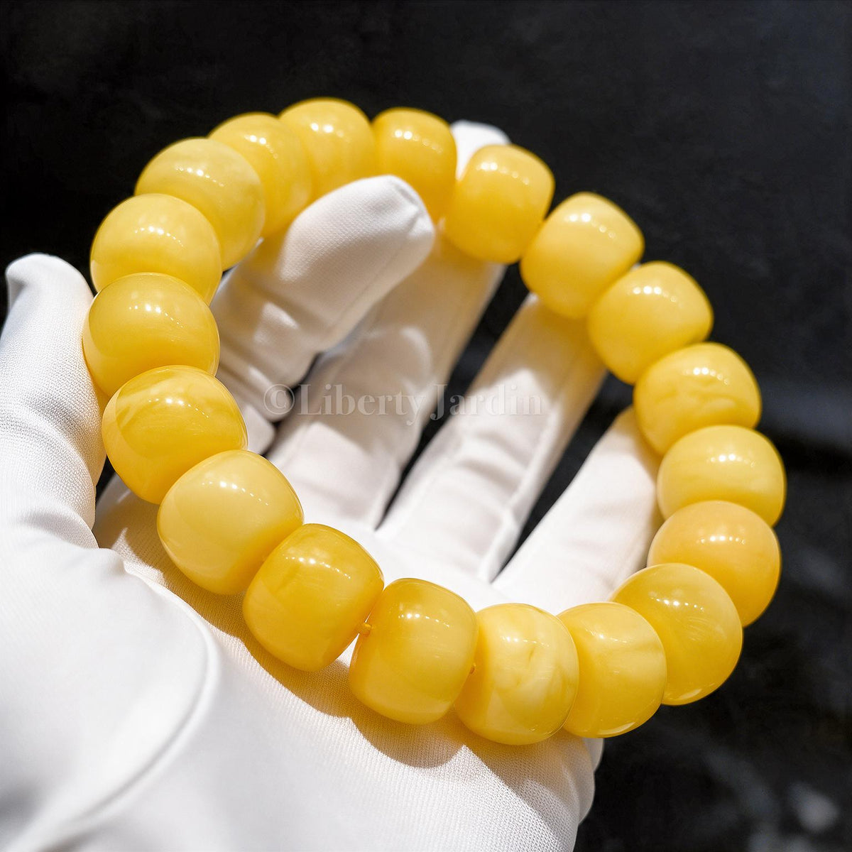 14mm Natural Russian Honey Beeswax Bracelet, Opaque Amber Baltic, Beaded Handmade Jewellery, Timeless Collectible
