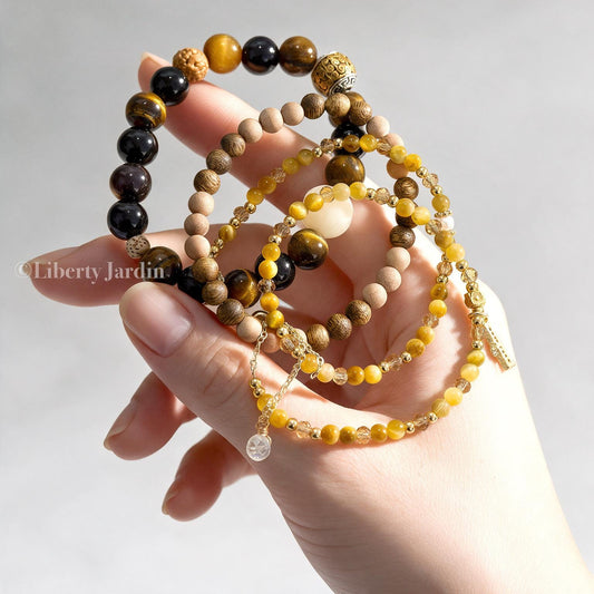 Tiger's Eyes Beaded Bracelet, Peach-wood Fragrance Statement Bangles, Natural Handmade, Bohemian Hippy Accessories Jewels