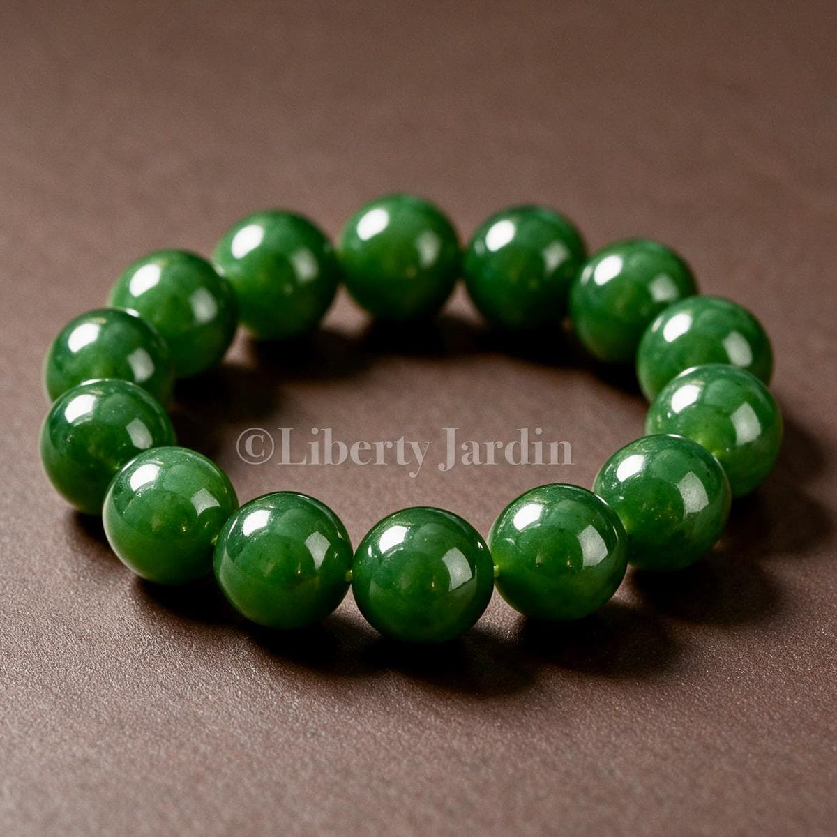 16mm Natural Russian Nephrite Jade Bracelet, Large Beaded Armband, Certified Non-treated Gemstone, Heirloom Statement