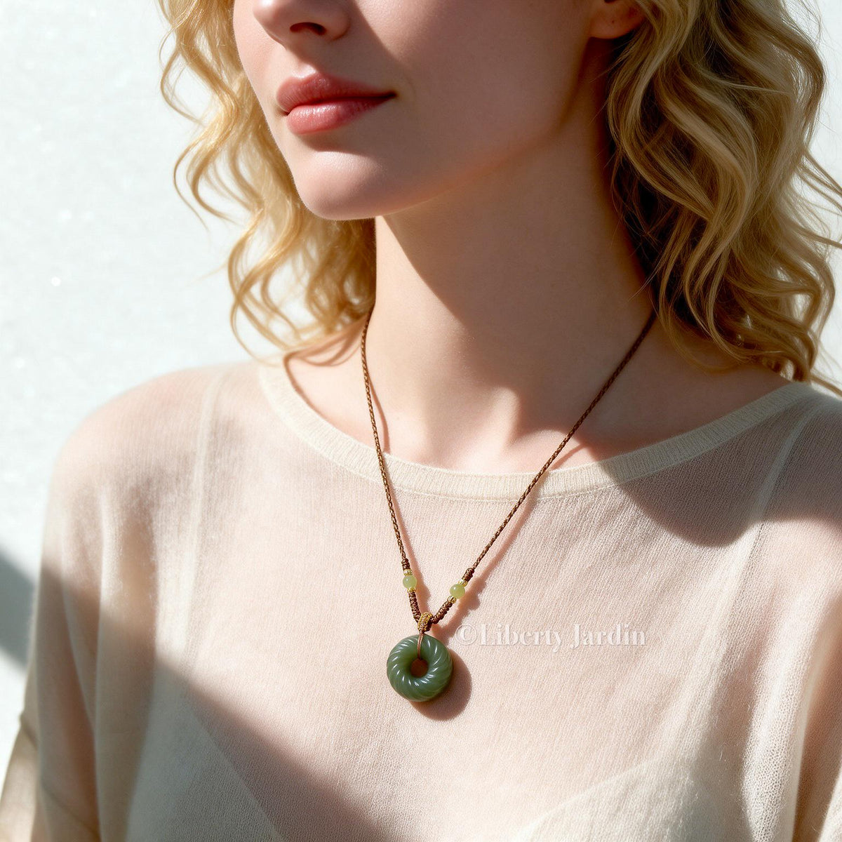 Natural Nephrite Pendant Necklace, Lucky Prosperity Precious, PingAn Kou, Sustainable Accessories, Untreated Certified Gemstone