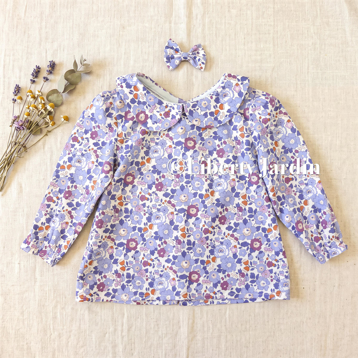 Liberty London Long Sleeve Blouse, Peter-Pan Collar Shirt, Ditsy Floral Print Botanical, Personalised Clothing