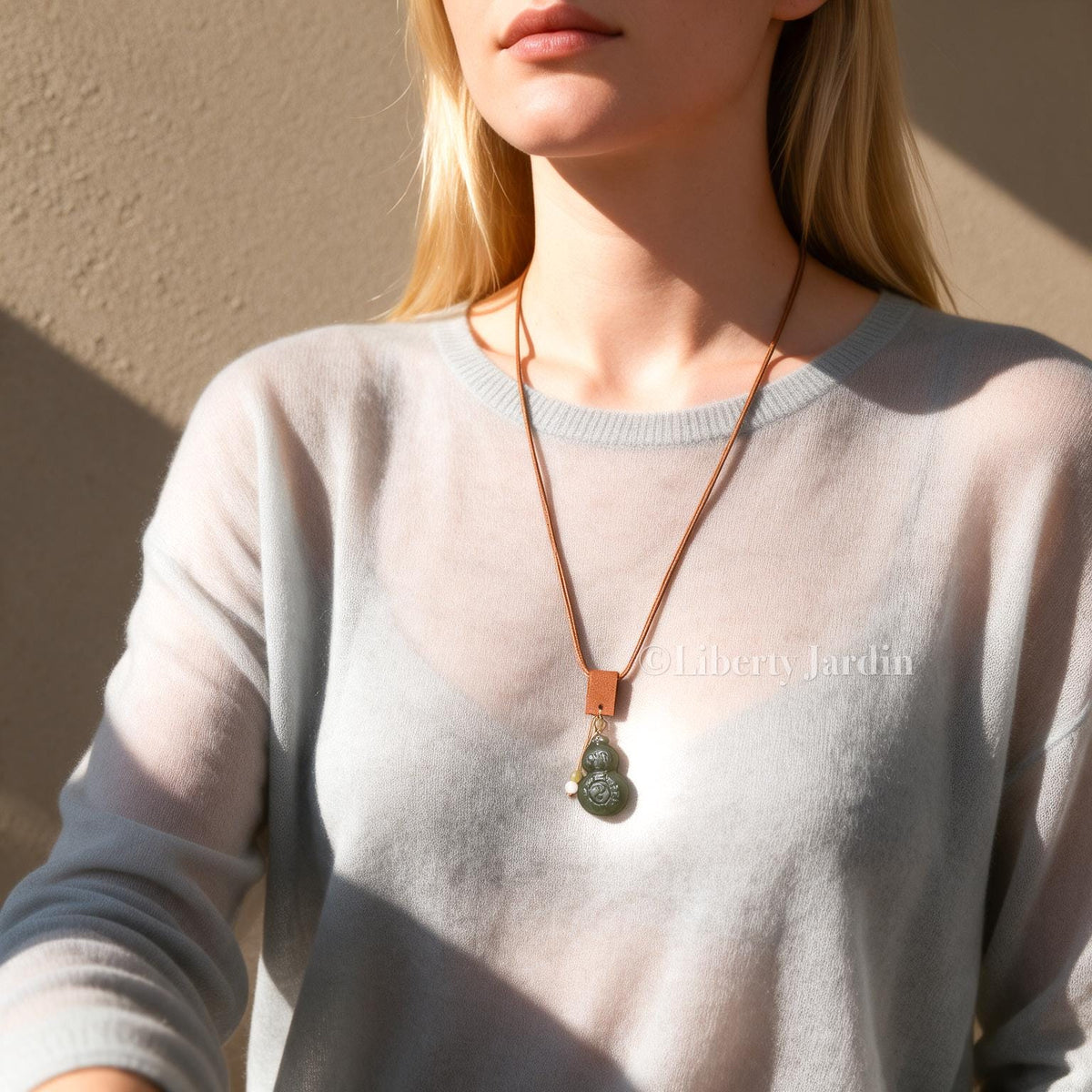 Certified Natural Nephrite Jade, Carved Gourd Pendant, Lucky Prosperity Necklace, Handmade Jewellery, Non-treated Gemstone