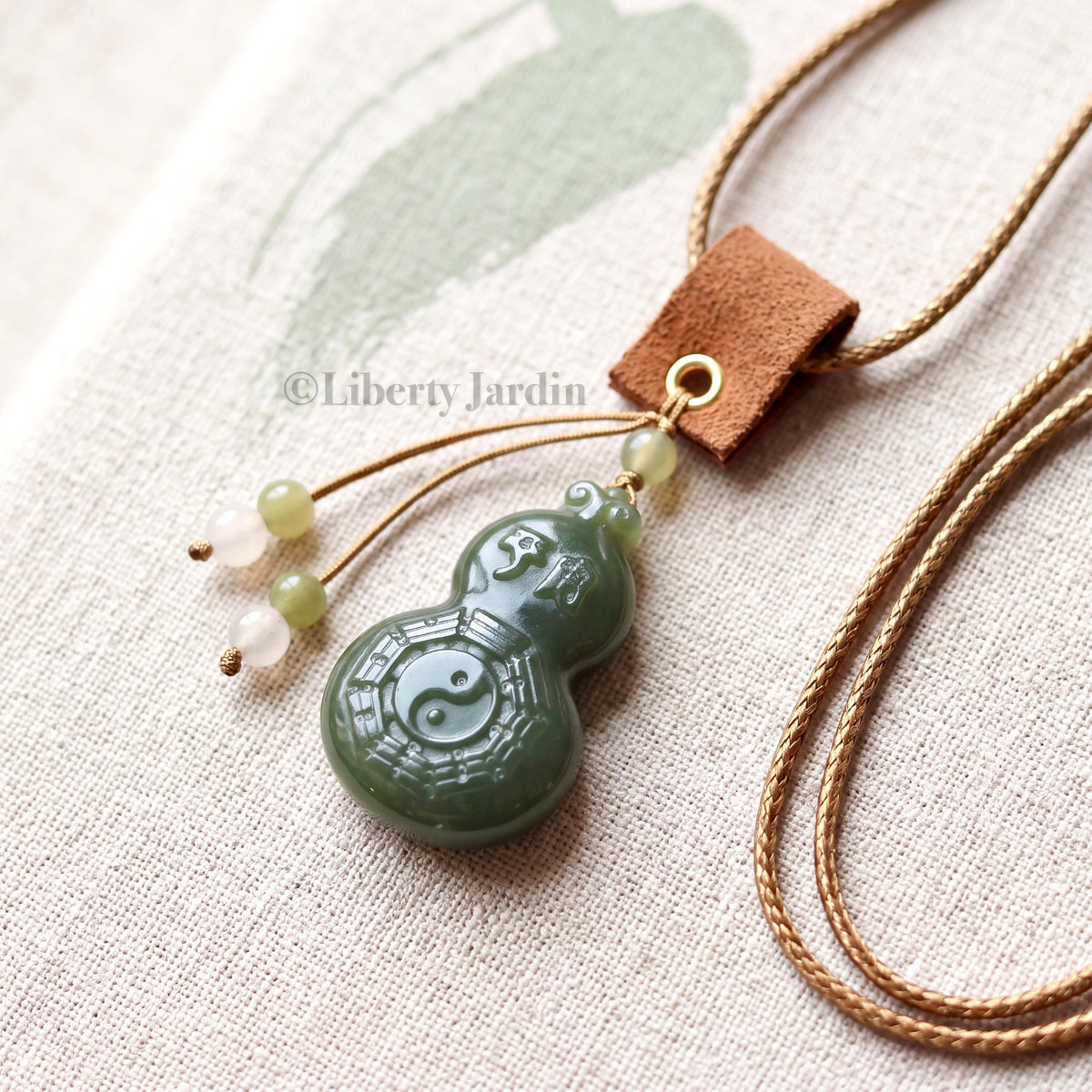 Certified Natural Nephrite Jade, Carved Gourd Pendant, Lucky Prosperity Necklace, Handmade Jewellery, Non-treated Gemstone