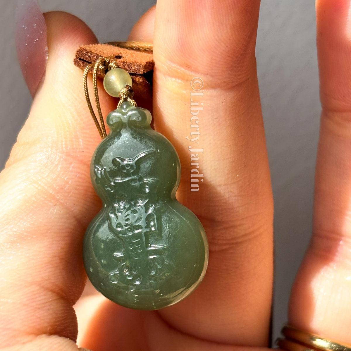 Certified Natural Nephrite Jade, Carved Gourd Pendant, Lucky Prosperity Necklace, Handmade Jewellery, Non-treated Gemstone
