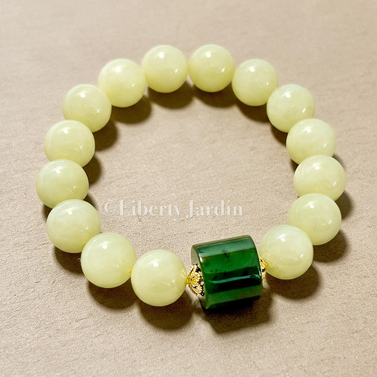 12mm Natural Nephrite Jade Bracelet, Large Beaded Armband, Certified Non-treated Gemstone, Effortless Jewels Accessories