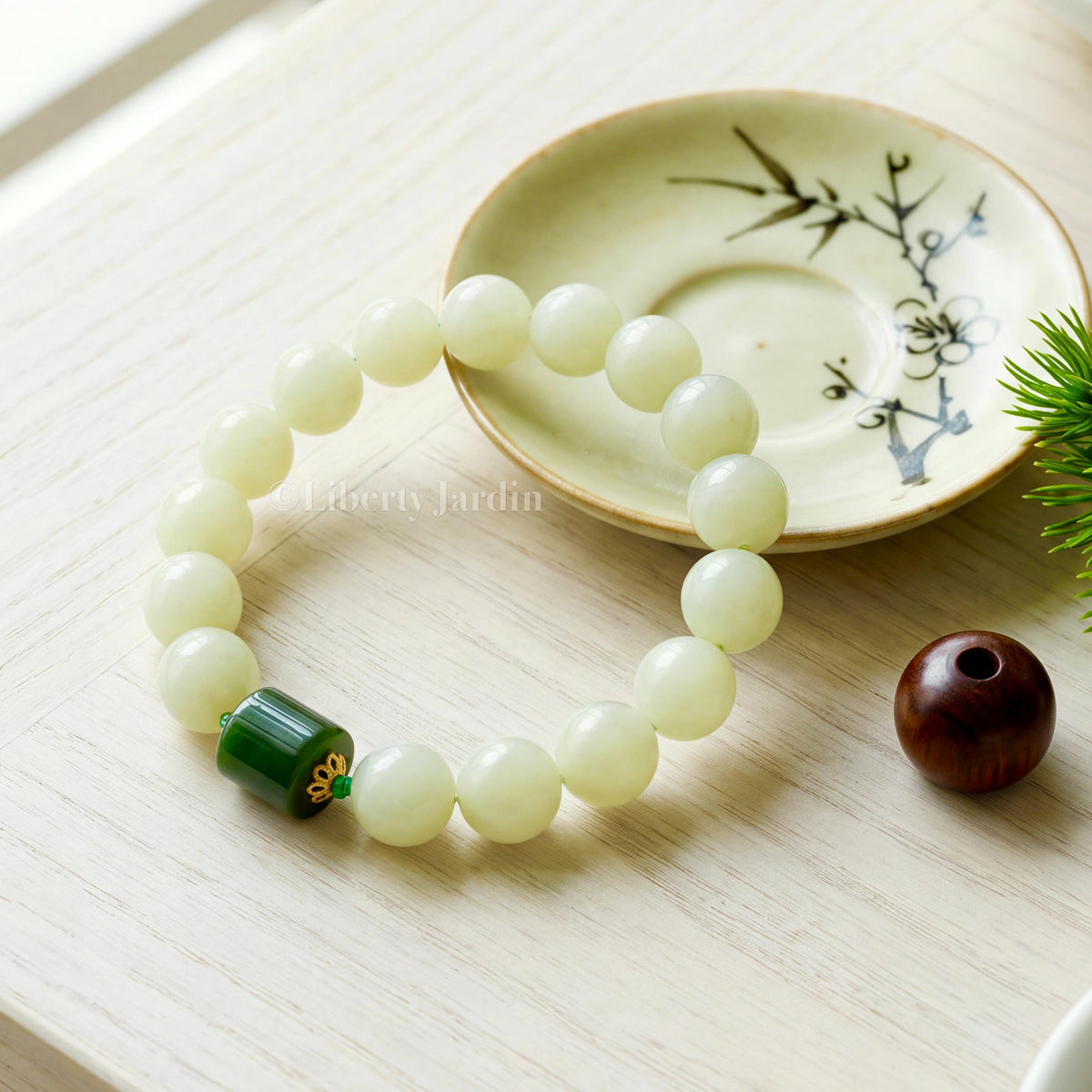 12mm Natural Nephrite Jade Bracelet, Large Beaded Armband, Certified Non-treated Gemstone, Effortless Jewels Accessories