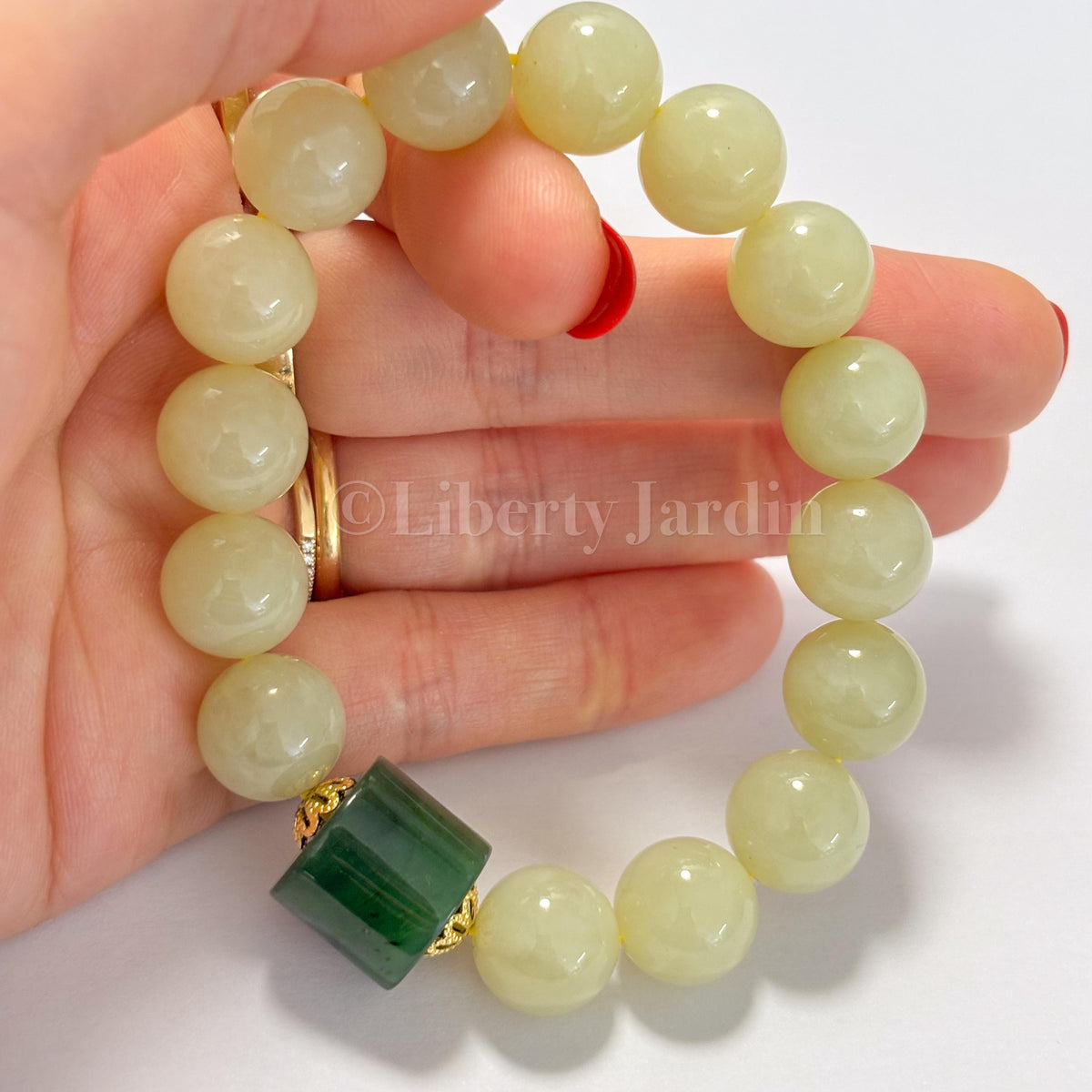 12mm Natural Nephrite Jade Bracelet, Large Beaded Armband, Certified Non-treated Gemstone, Effortless Jewels Accessories