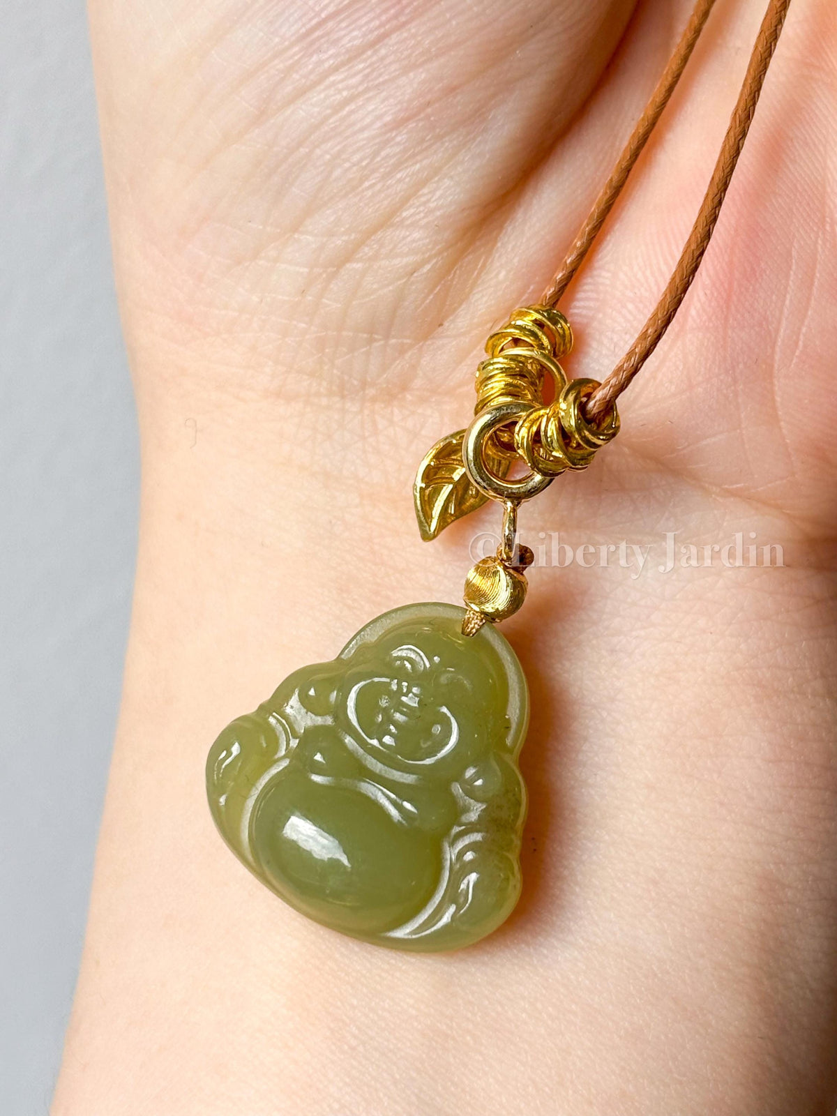 Certified Natural Nephrite Jade, Smiling Buddha Pendant, Lucky Prosperity Necklace, Handmade Jewellery, Icy Green
