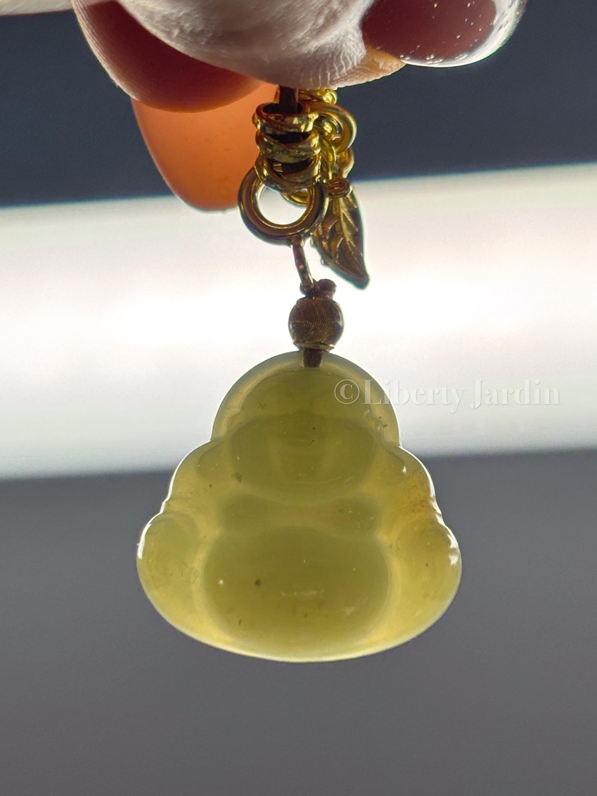 Certified Natural Nephrite Jade, Smiling Buddha Pendant, Lucky Prosperity Necklace, Handmade Jewellery, Icy Green