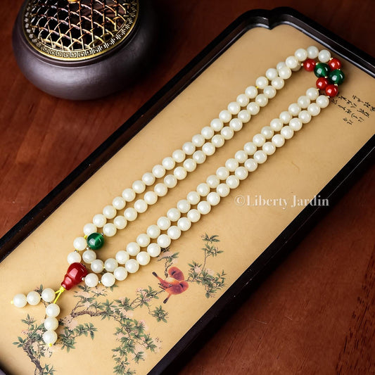 108 Beads Natural Nephrite Necklace, Beaded L