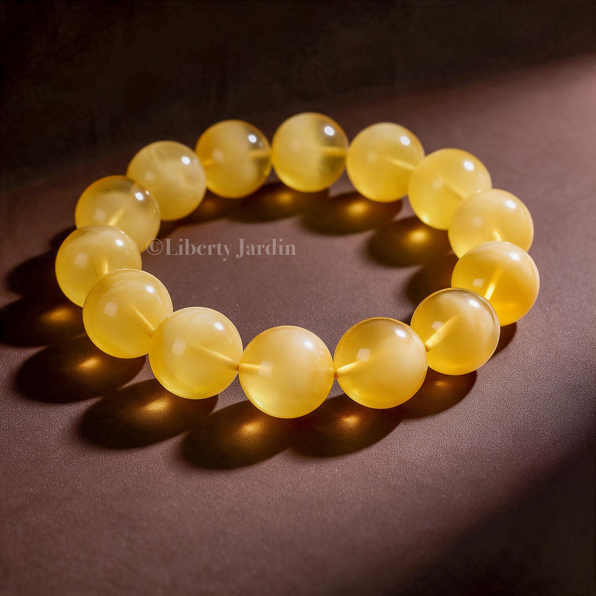 14mm Natural Russian Honey Beeswax Bracelet, Opaque Amber Baltic, Beaded Handmade Jewellery, Effortless Timeless Collectible