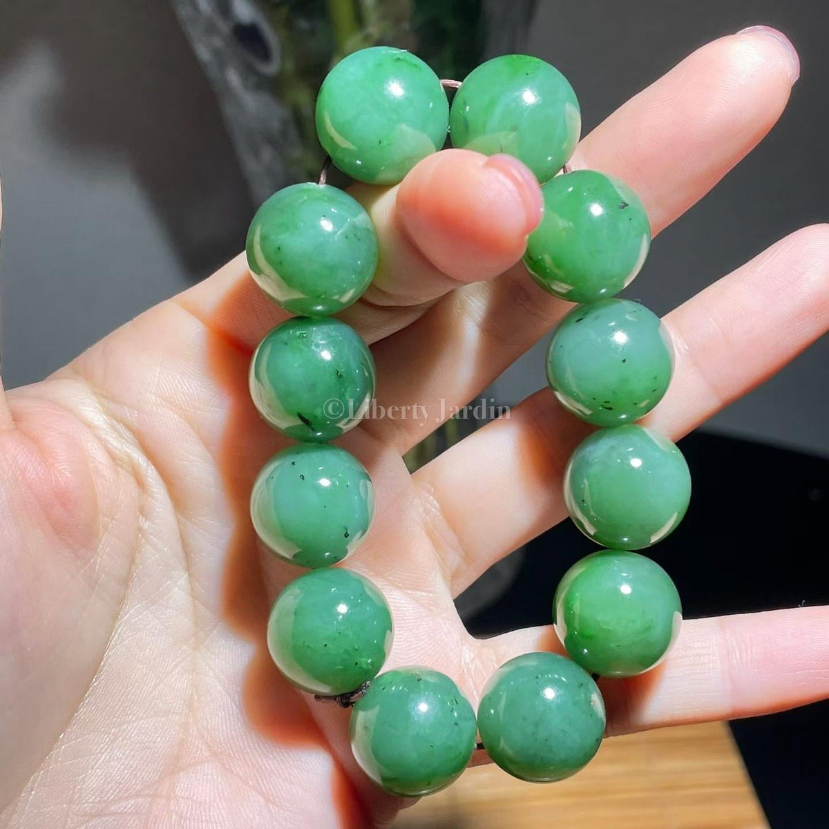 16mm Natural Russian Nephrite Jade Bracelet, Large Beaded Armband, Certified Non-treated Gemstone, Sustainable Statement