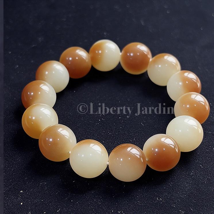 16mm Nephrite Jade Bracelet, Honey-Colored Beads, Heirloom Quality, Certified Natural Gemstone, Collectible Timeless Priceless