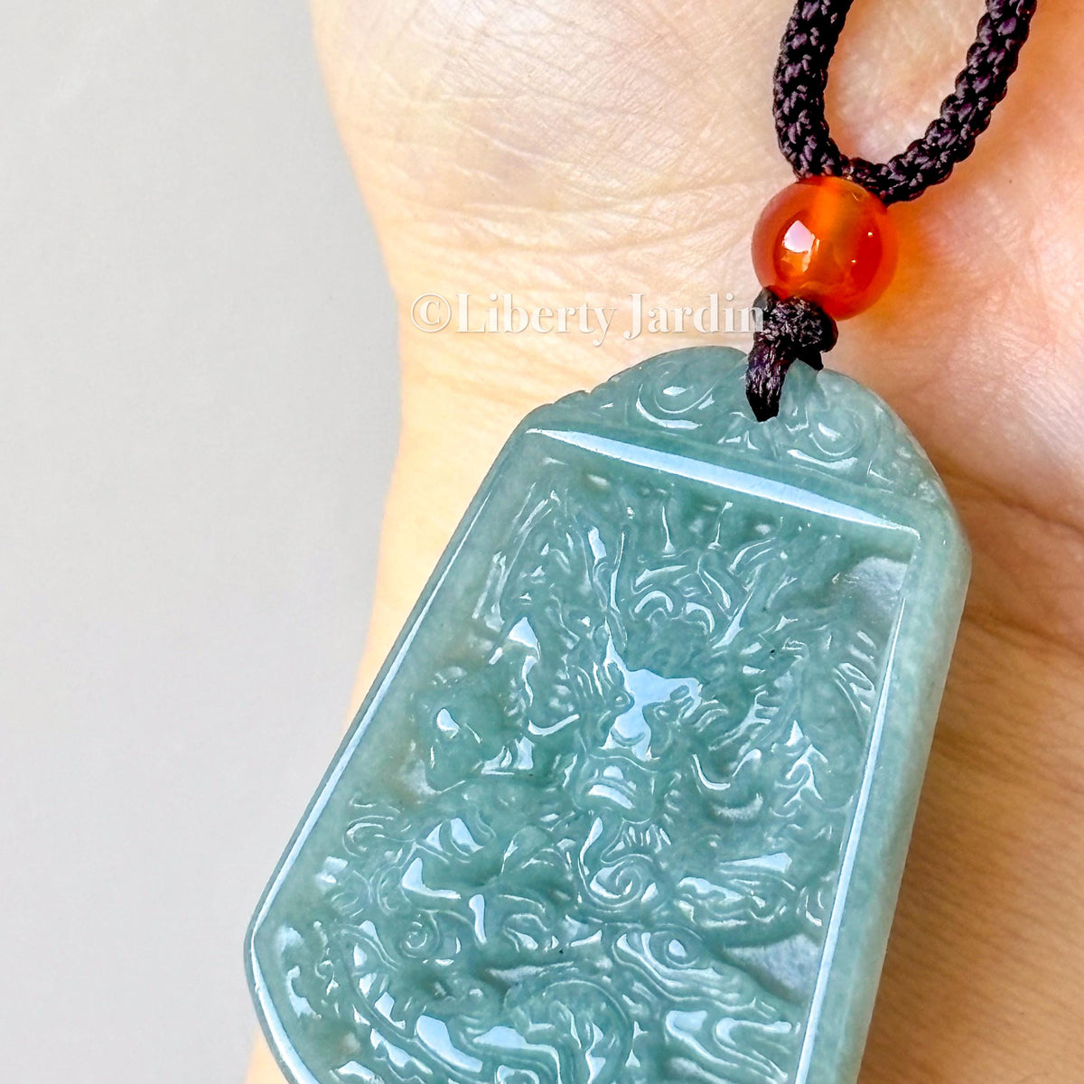 Type-A Jadeite Dragon Necklace, Natural Untreated Gemstone Jewellery, Sustainable Handmade Men Accessories, Minimalist Jewellery