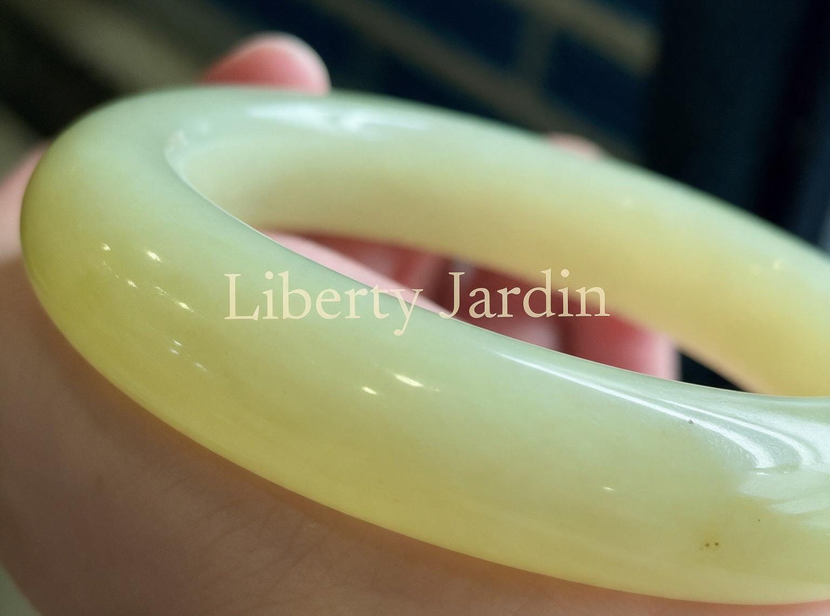 Pastel Yellow Natural Nephrite Bangle, Gemstone Armband, Certified Non-treated Jade, Huangkou Bracelet, Handmade Accessories