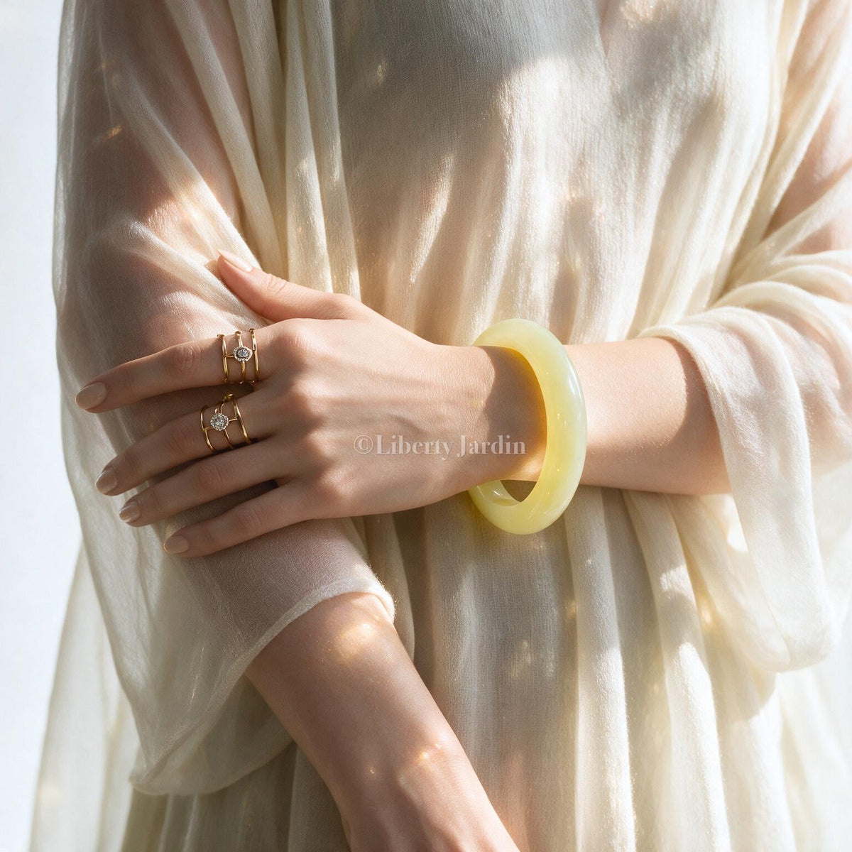 Pastel Yellow Natural Nephrite Bangle, Gemstone Armband, Certified Non-treated Jade, Huangkou Bracelet, Handmade Accessories