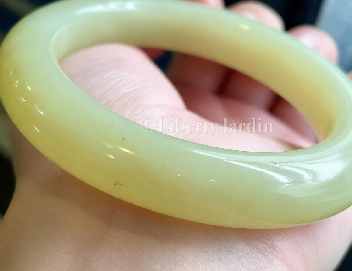 Pastel Yellow Natural Nephrite Bangle, Gemstone Armband, Certified Non-treated Jade, Huangkou Bracelet, Handmade Accessories