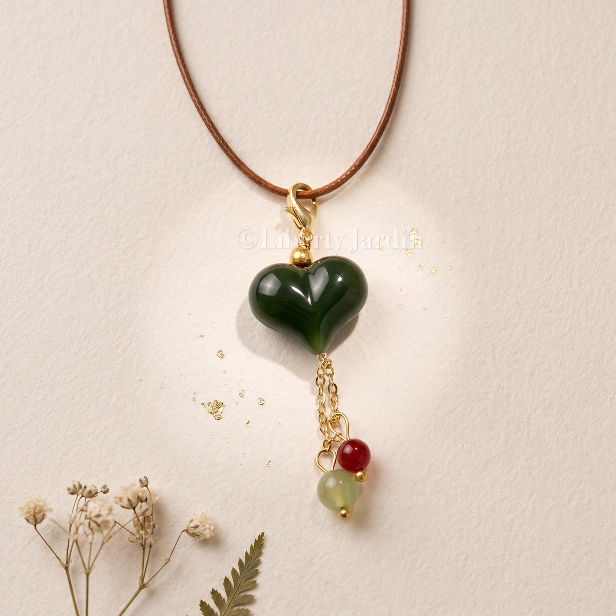 Heart Shape Nephrite Pendant Necklace, Certified Natural Gemstone, Minimalist Unique Design Jewels, Handmade Accessories